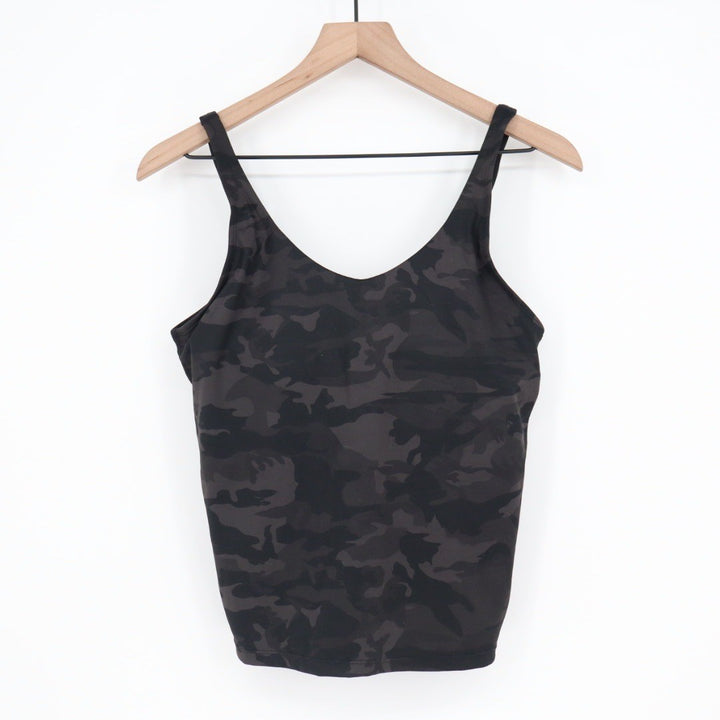 POSHDIVAH Camouflage Tank Top V Neck Athletic Workout Stretch Size L