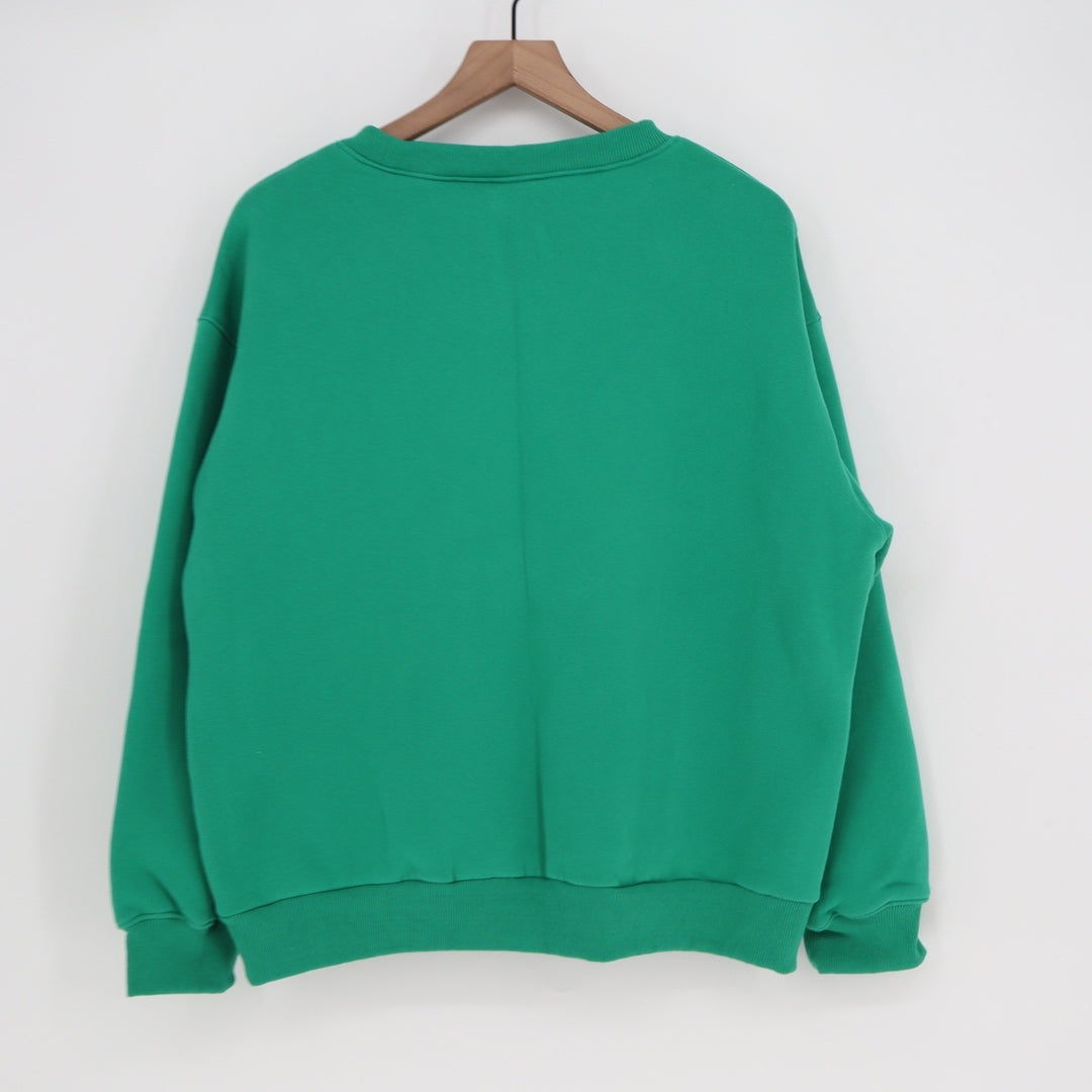 Ceracilia Green Crewneck Sweatshirt Large Oversized Fleece Pullover