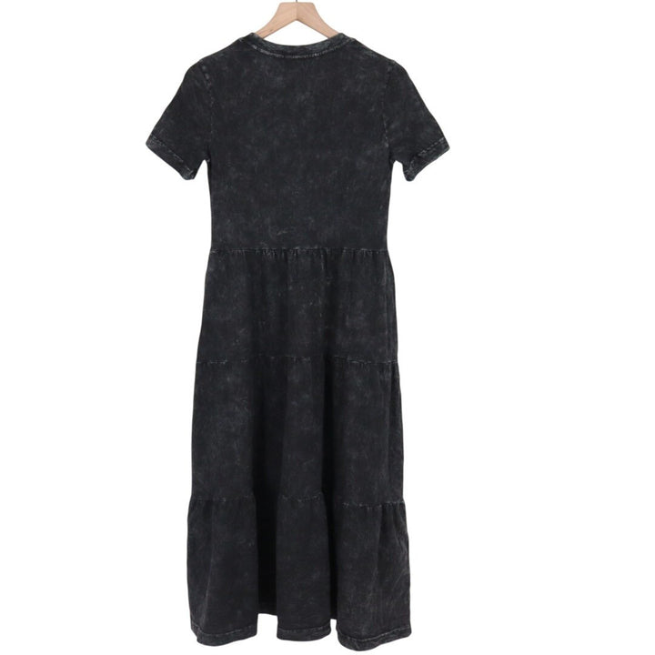 American Giant Premium Slub Tiered Dress Women XS Black Cotton Crew Neck Outdoor