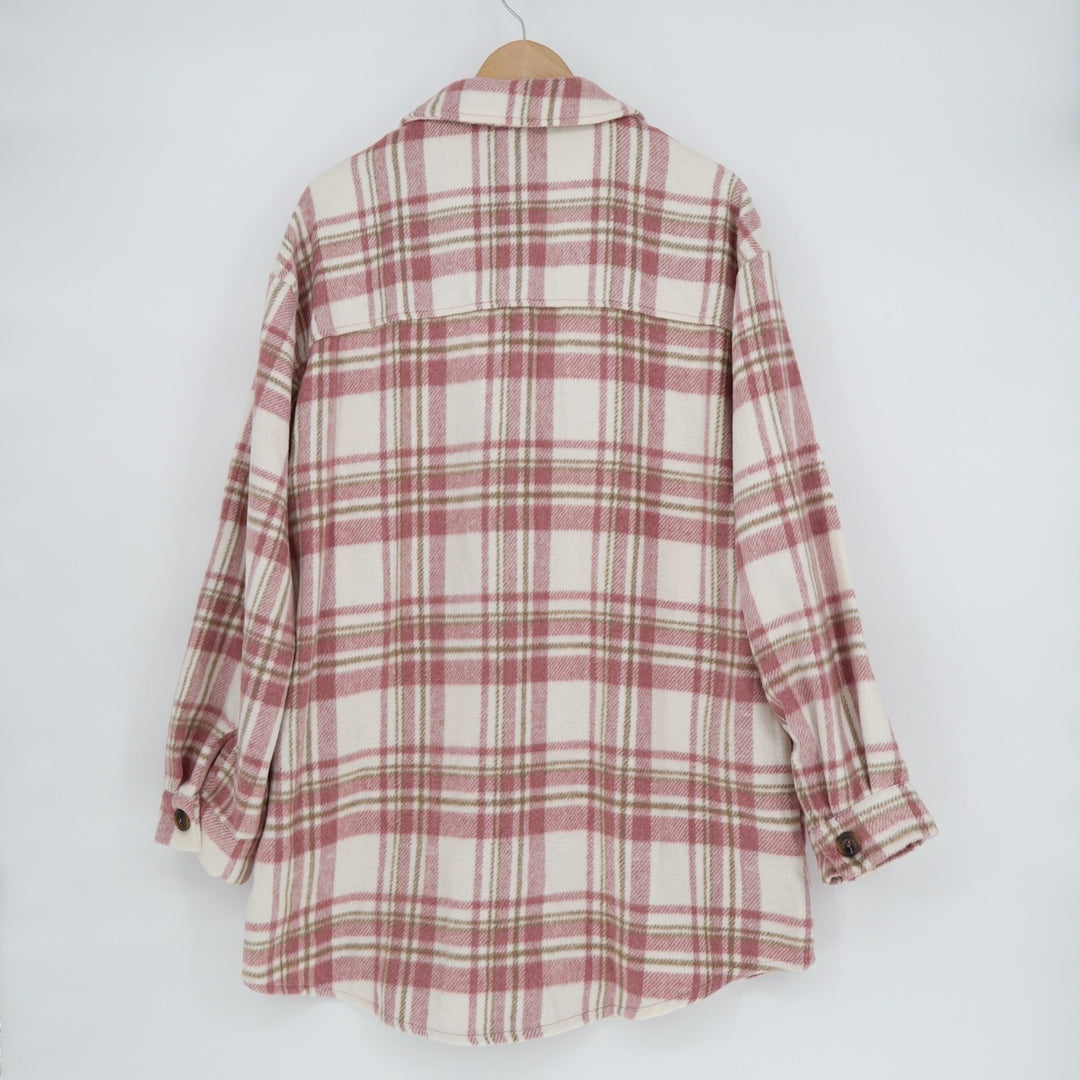 Love Tree Flannel Shirt Womens L Multi Plaid Long Sleeve Spread Collar Button Up