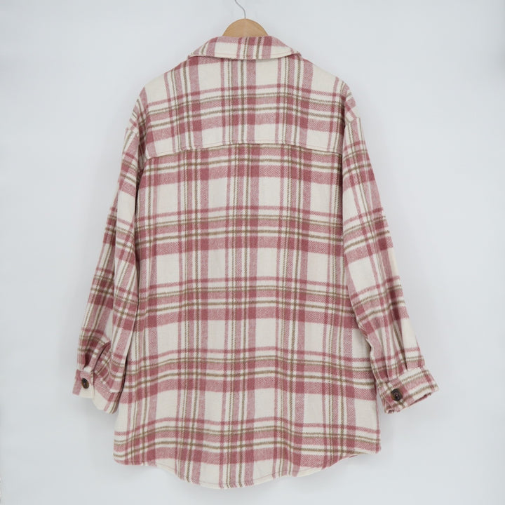 Love Tree Flannel Shirt Womens L Multi Plaid Long Sleeve Spread Collar Button Up