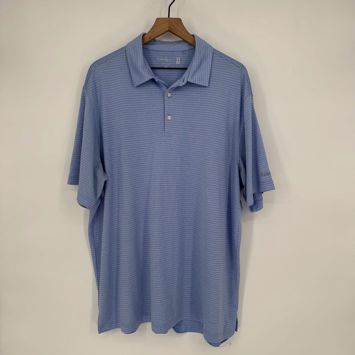 Walter Hagen 11 Majors Golf Polo Shirt Blue Stripe XXL Made in Jordan