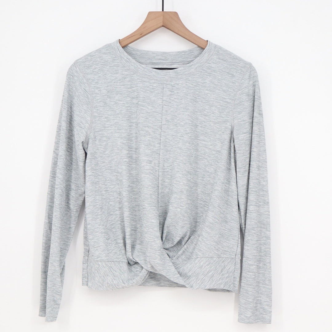 Old Navy Active Breathe On Twist Front Long Sleeve Top Gray Heather Large L