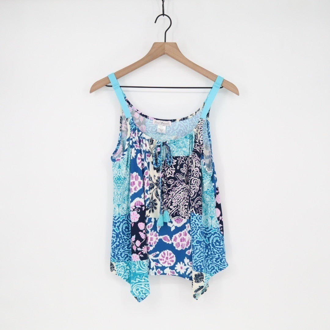Linea Donatella Chemise Sleepwear Womens M Blue Printed Stretch Adjustable Strap