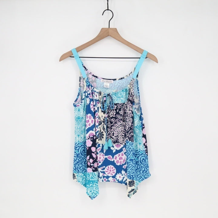 Linea Donatella Chemise Sleepwear Womens M Blue Printed Stretch Adjustable Strap