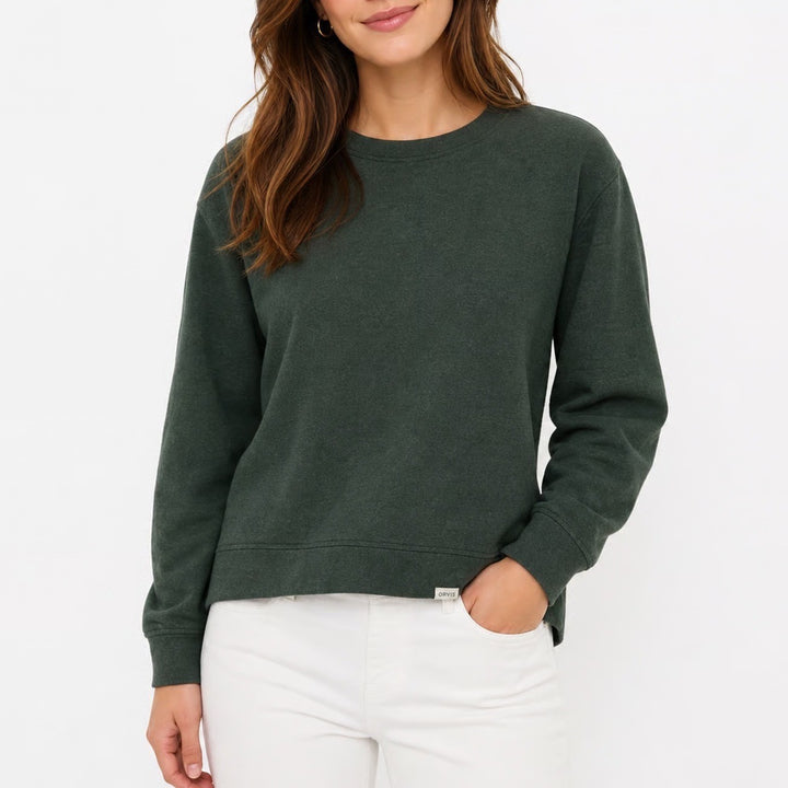 Orvis Classic Collection Hunter Green Heather Modal Blend Crewneck Sweatshirt S
