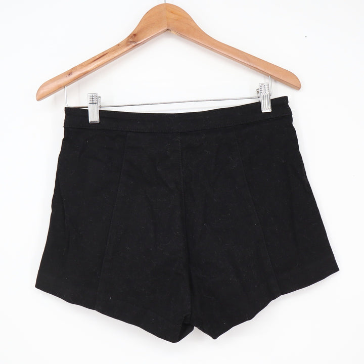 H&M Shorts Womens 10 High Waisted Twill Black Seam Detail Side Zip Excellent