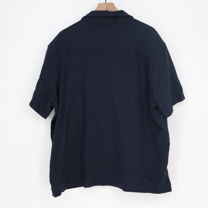AMERICAN GIANT Mens Navy Blue Short Sleeve Button Up Shirt Size 2XL Made in USA