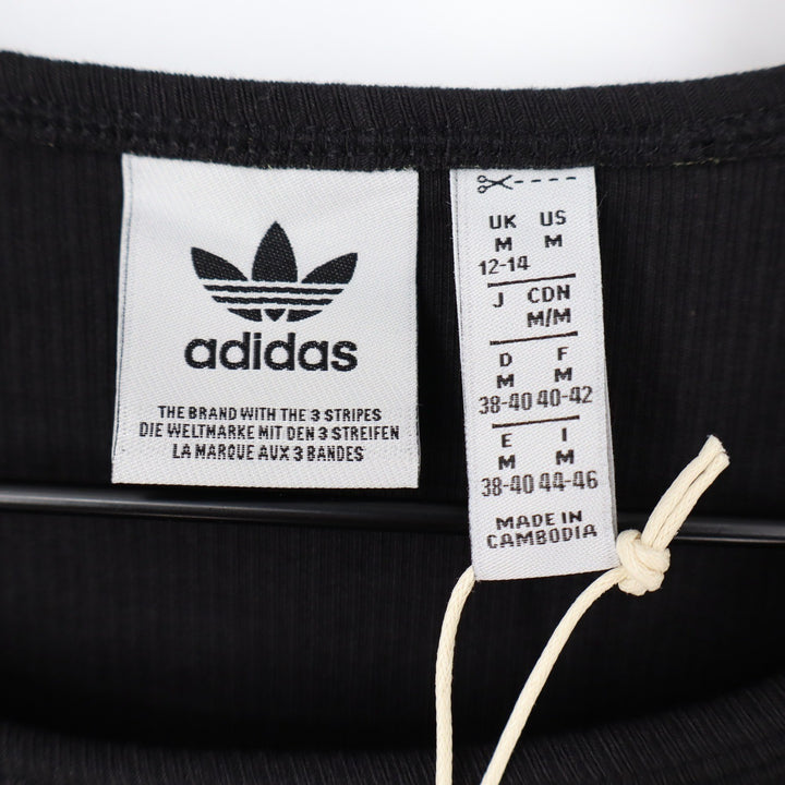 Adidas Originals Womens ESS Crop LS Black Ribbed Long Sleeve Top Size M