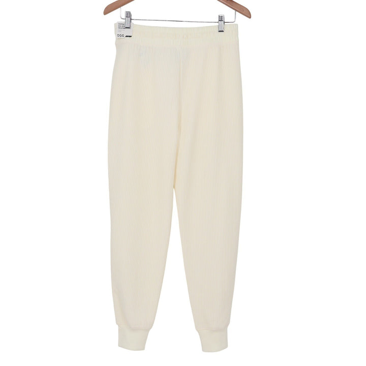 DSG Womens So Soft Ottoman Jogger Light Cream Ribbed Sweatpants S
