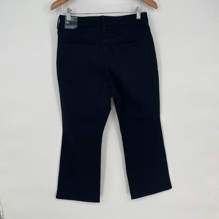 J Crew Curvy Mid-Rise Flare Crop Jeans Black Size 28P All-Day Stretch Denim
