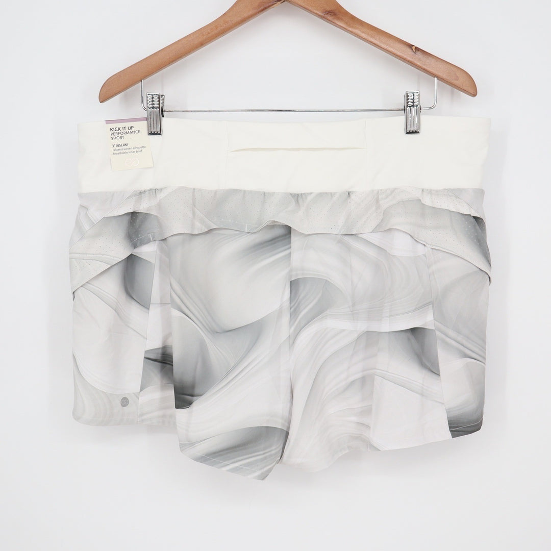 Calia Womens XXL Kick It Up Mid Rise Short Dune Print Grey