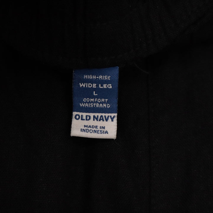 Old Navy Womens Black Linen Blend High Rise Wide Leg Comfort Waistband Pants L