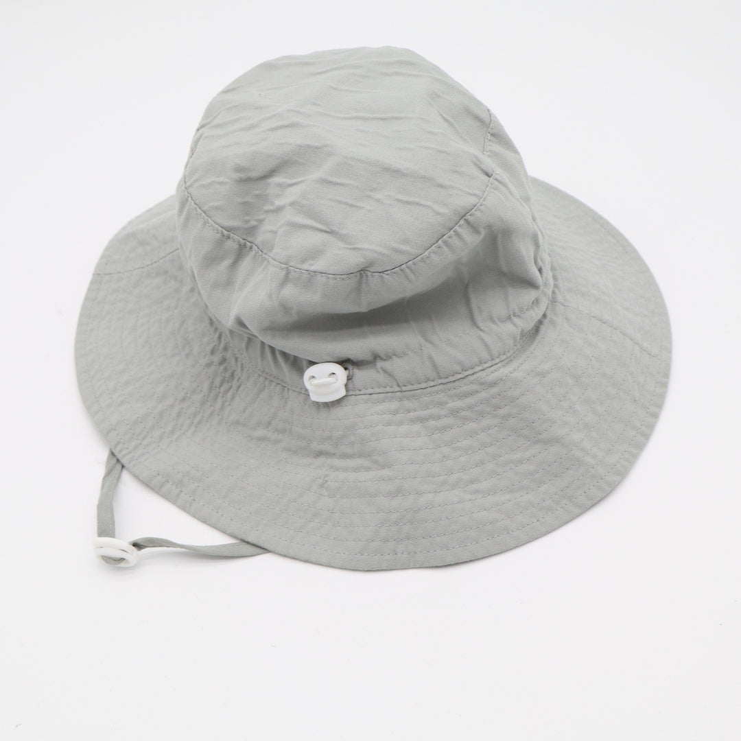 Unbranded Bucket Hat Kids 54cm Smiley Face Patch Grey Adjustable Strap Excellent