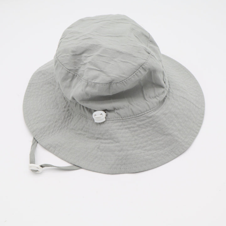 Unbranded Bucket Hat Kids 54cm Smiley Face Patch Grey Adjustable Strap Excellent