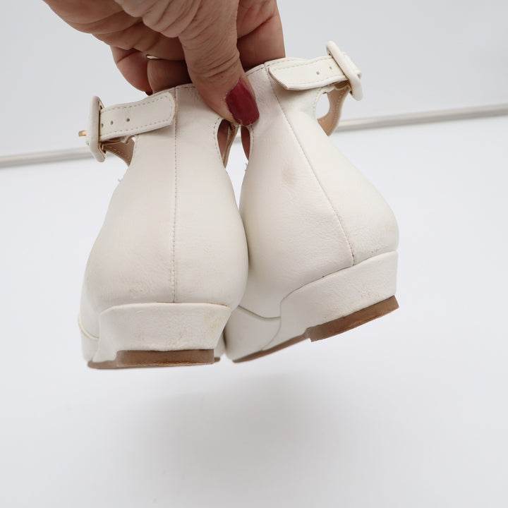 Dream Pairs Flats Womens 7.5 Ankle Strap White Low Wedge D'Orsay Good