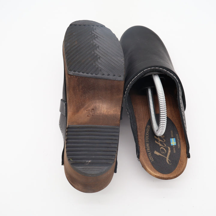 Lotta From Stockholm Classic Clogs Womens EU 39 Black Leather Round Neck Shoes