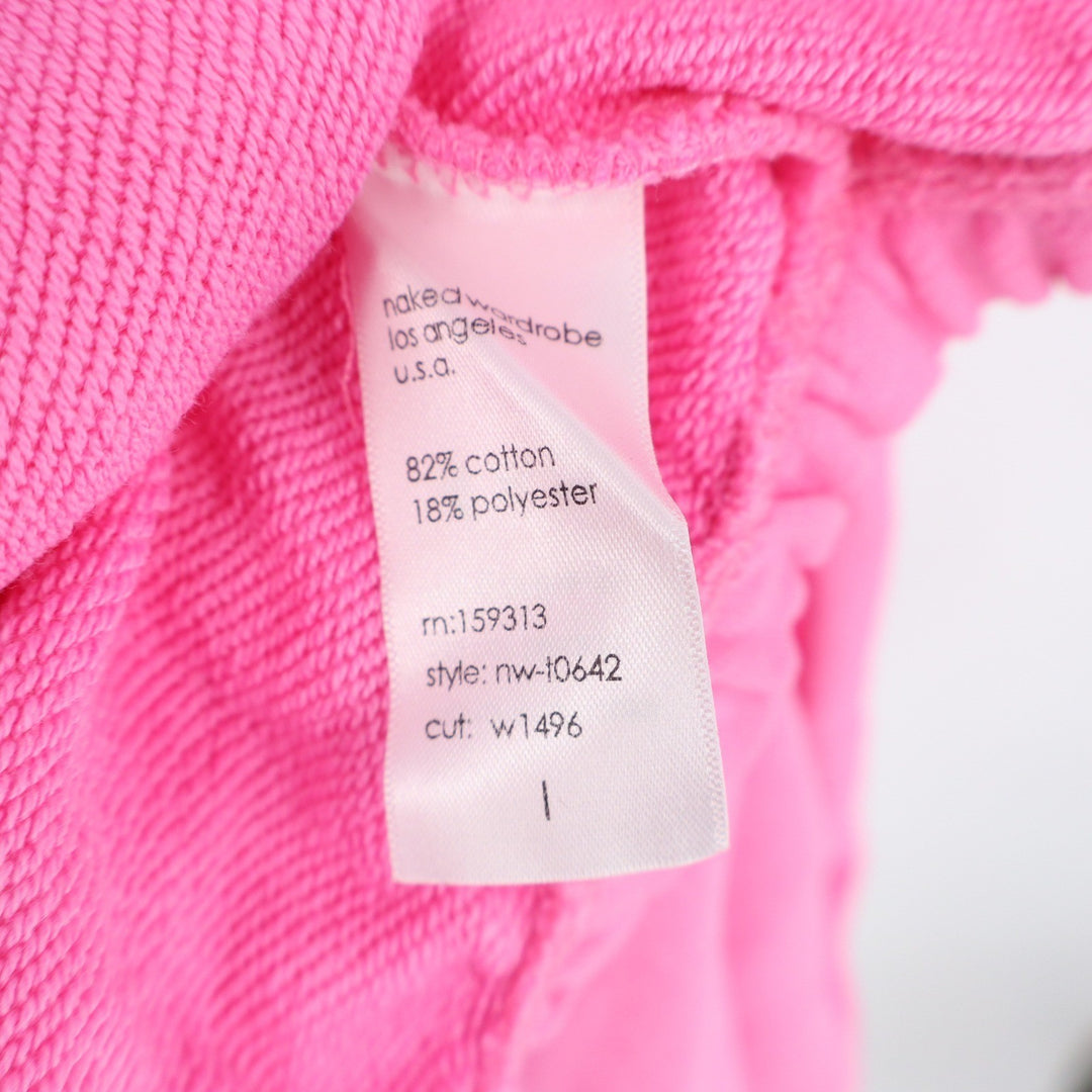 Naked Wardrobe Pink Cropped Hoodie Sweatshirt Womens Large
