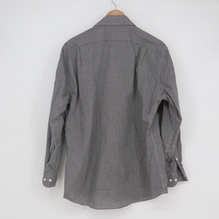Dockers Mens Large Fitted Gingham Button Down Shirt Black White Long Sleeve L