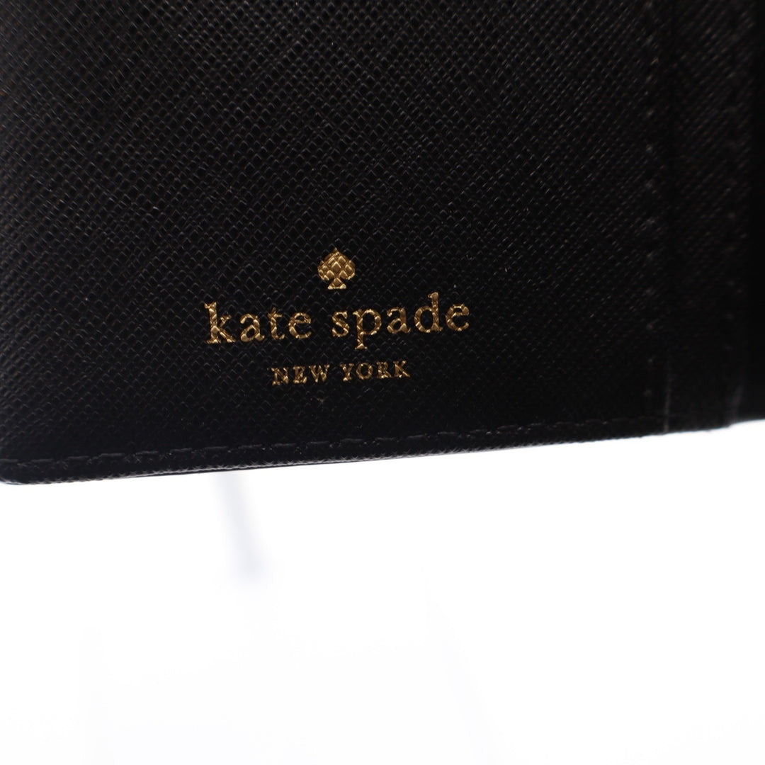 Kate Spade New York Black Saffiano Leather Slim Bifold Continental Wallet Gold