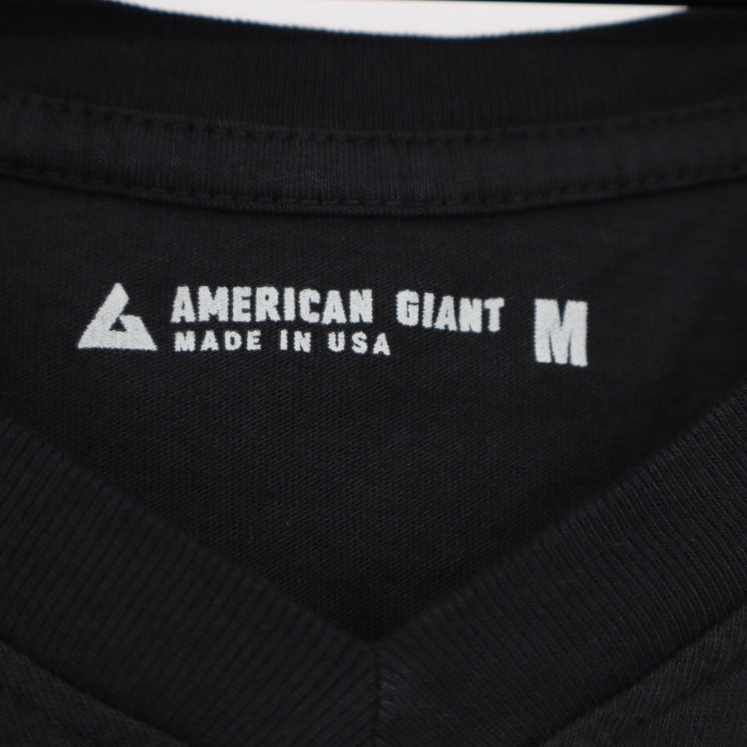 American Giant Womens Black V Neck Short Sleeve T Shirt Size M Made USA