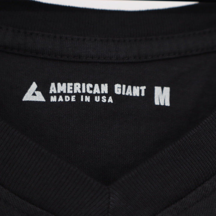 American Giant Womens Black V Neck Short Sleeve T Shirt Size M Made USA