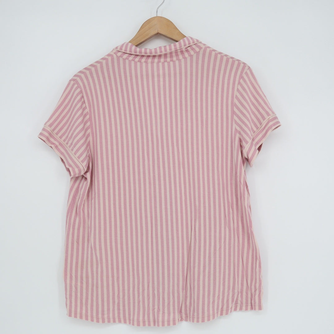 Stars Above Pink Striped Pajama Set Short Sleeve Top Cropped Pants Medium