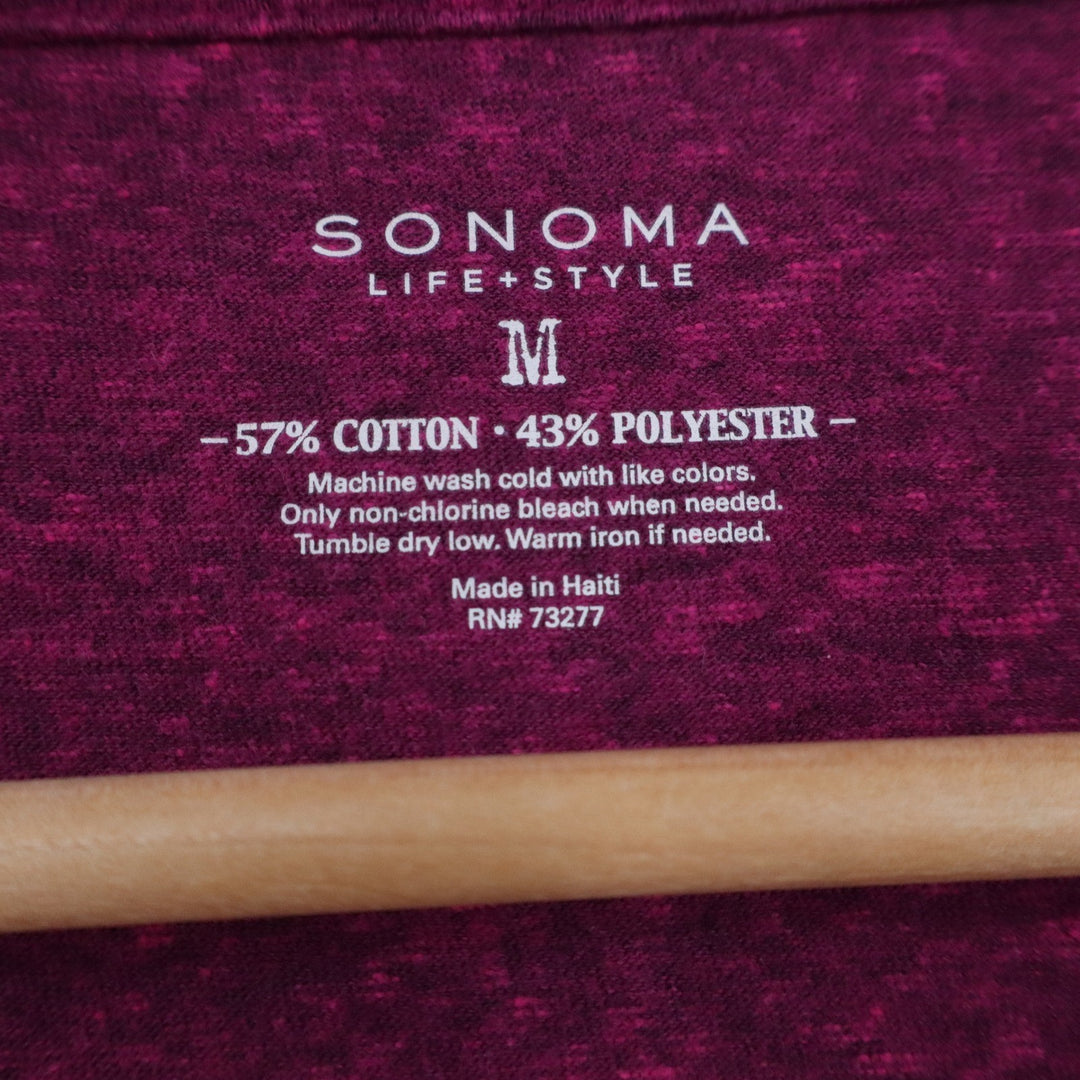 Sonoma Life + Style Womens M Purple Heathered V-Neck Long Sleeve T-Shirt Cotton