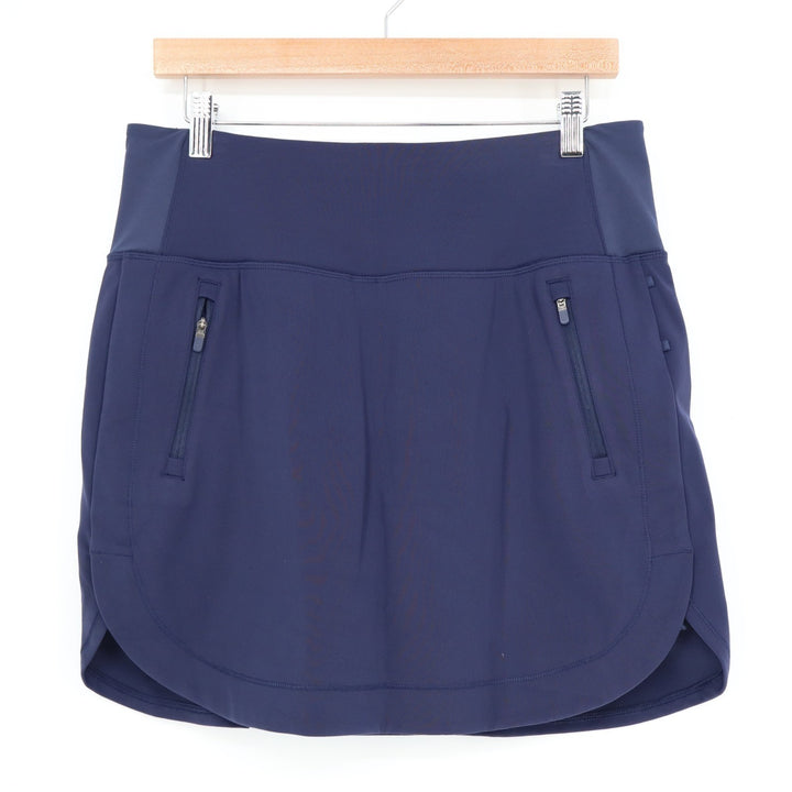 Athleta Fairway Golf Skort 16" Womens M Purple High Waist Zip Pockets Athletic