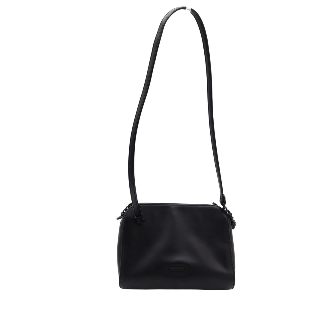 Aldo Black Quilted Crossbody Bag Matte Black Hardware Dual Zip