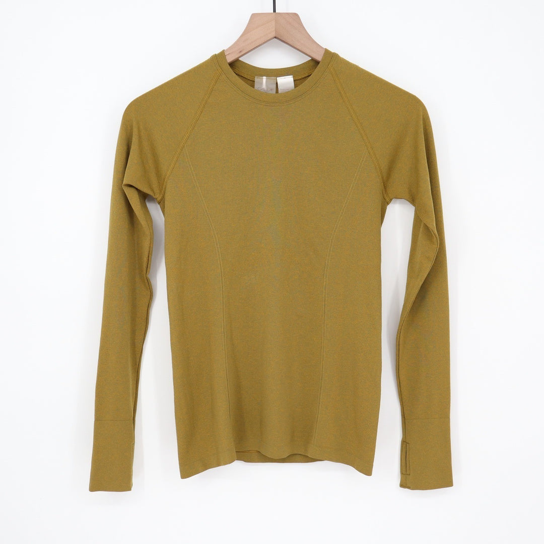 Calia Focus Long Sleeve Olive Bronze Spacedye Seamless Running Top Womens XS NEW