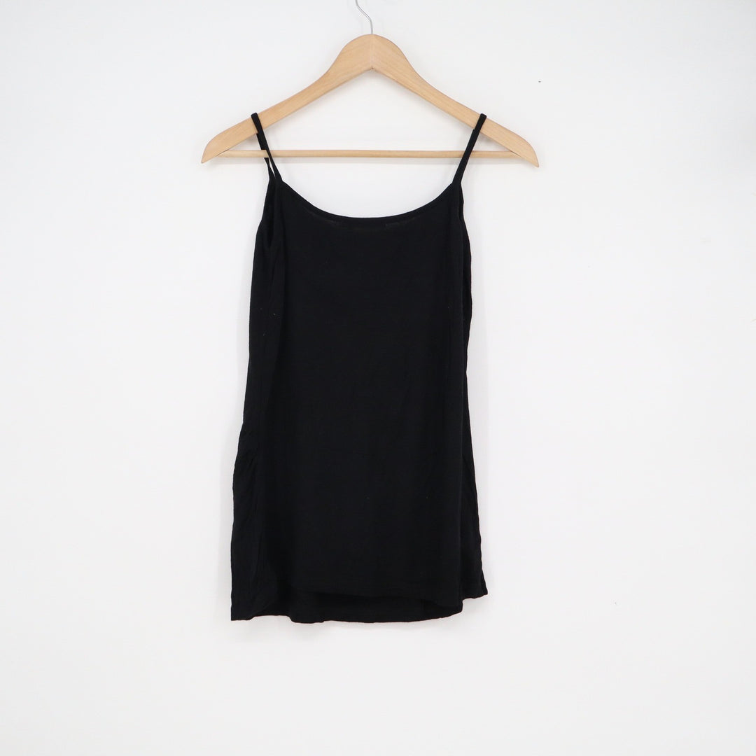 Haican Black Spaghetti Strap Camisole Scoop Neck Layering Tank Top