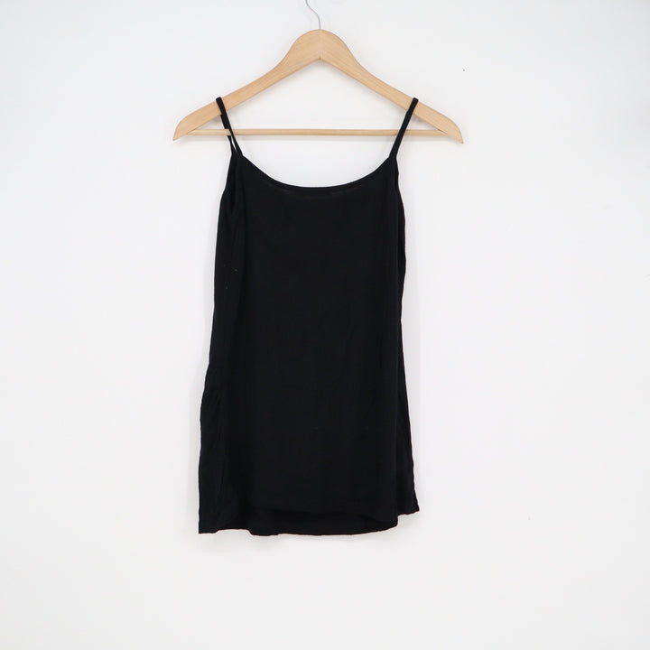 Haican Black Spaghetti Strap Camisole Scoop Neck Layering Tank Top