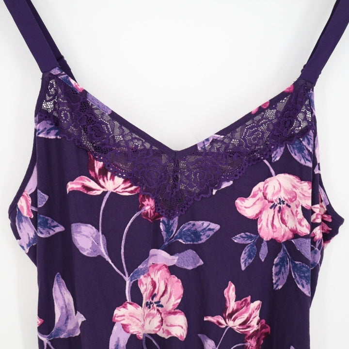 Linea Donatella 2-PC Pajamas Set Women XL Purple Floral Stretch Adjustable Strap