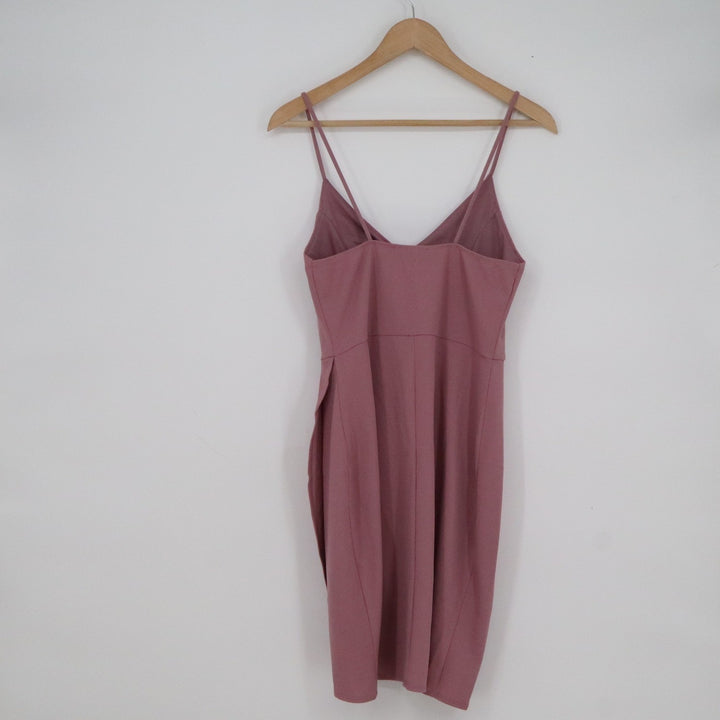 Lulus Dusty Rose Wrap Tulip Skirt Midi Cocktail Dress Medium NWT