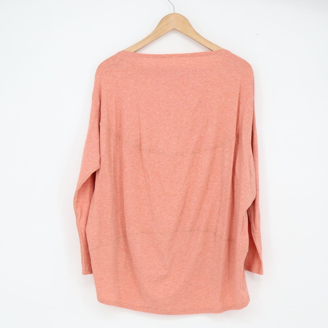 Lululemon Top Womens L Back In Action Long Sleeve Coral Peach Activewear Good
