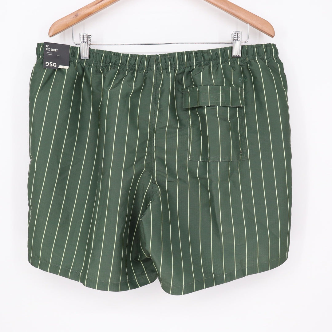 DSG Mens 6" Rec Short Pinstripe Muted Olive Green Water Repellent Large
