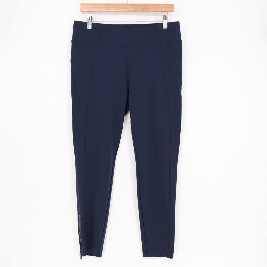 Athleta Stellar Trouser Navy Blue Petite Large Ankle Zip Stretch Pants