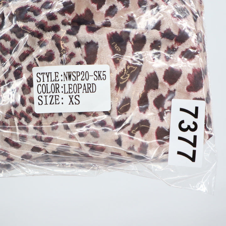 Naked Wardrobe Leopard Print Ruched Draped Mini Skirt XS Brown Velvet