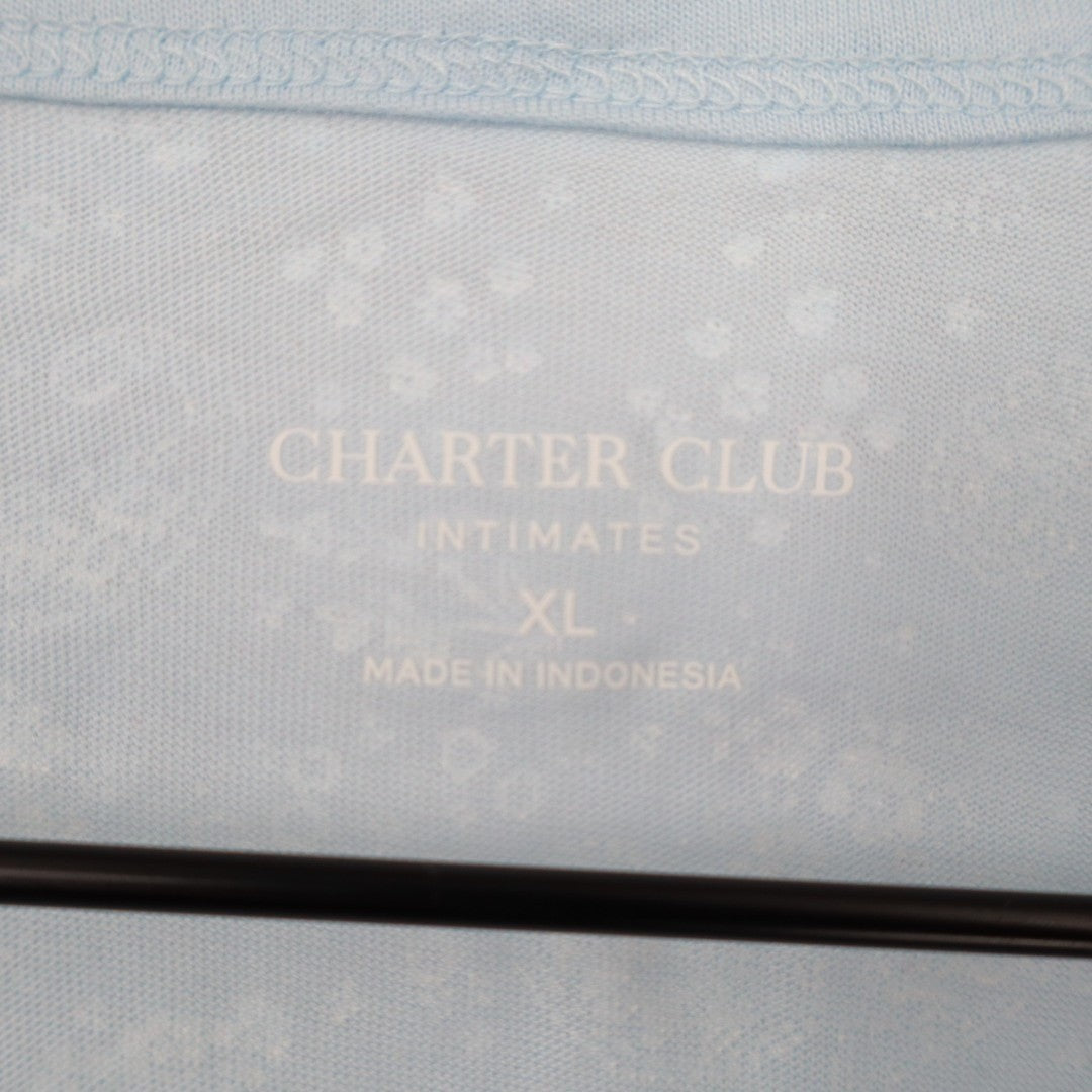 Charter Club 2-PC Pajamas Set Womens XL Blue Floral Button Front Straight Leg