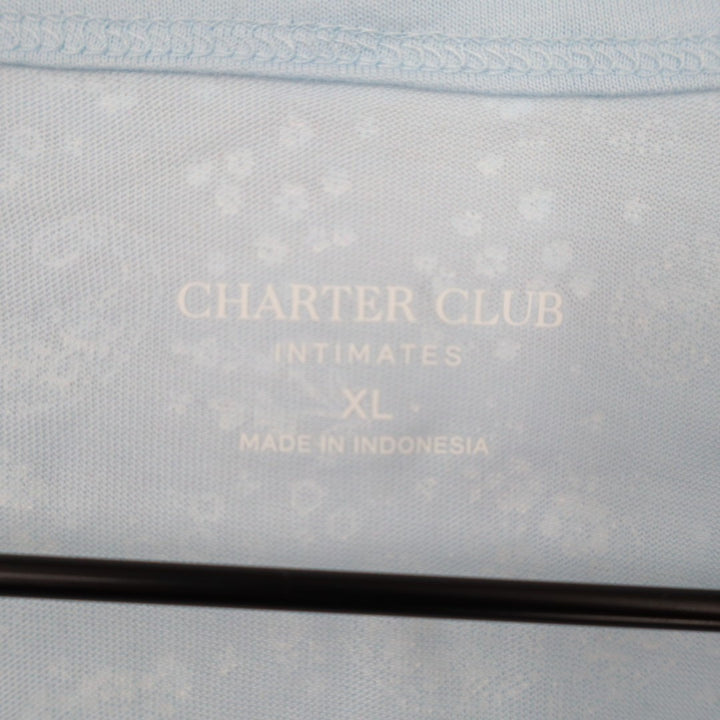 Charter Club 2-PC Pajamas Set Womens XL Blue Floral Button Front Straight Leg