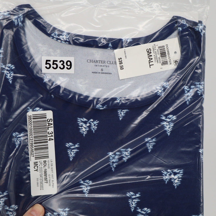 Charter Club Intimates Sleep Shirt Small Forest Stroll Navy Blue Tree Print NWT