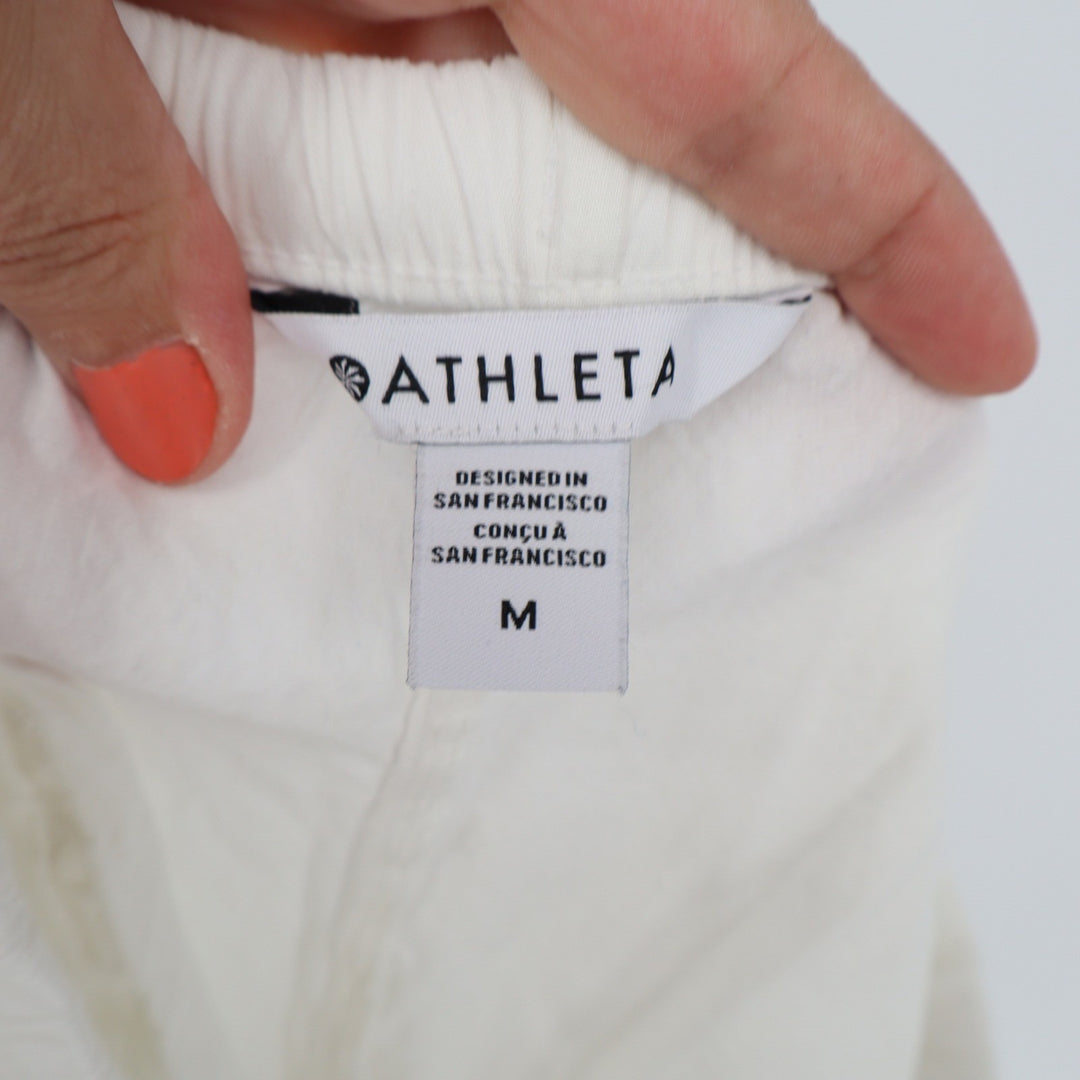 Athleta Womens White Linen Blend Drawstring Shorts Size M