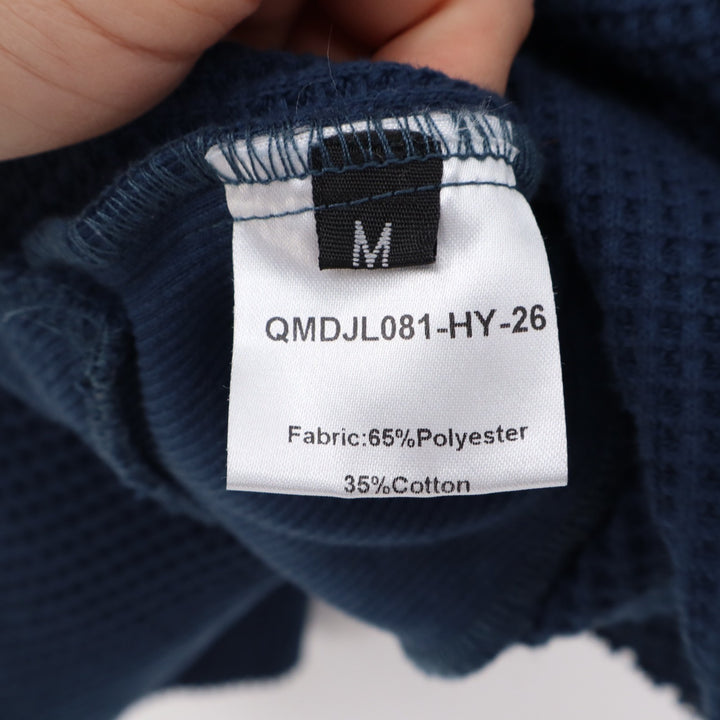 Chouyatou Shirt Jacket Women M Blue Waffle Knit Long Sleeve Flap Pockets Shacket