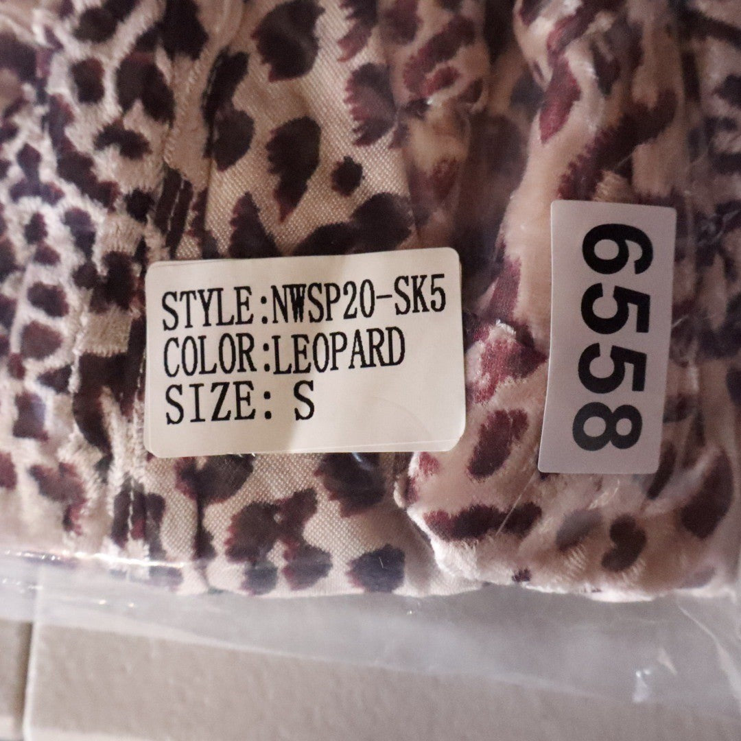 Naked Wardrobe The Statement Leopard Print Draped Mini Skirt Small