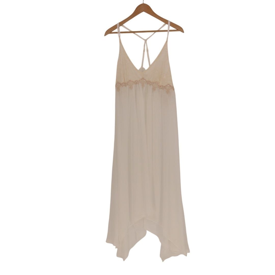 Linea Donatella Keepsake Lace-trim Chemise Nightgown Womens XL Beige Sleeveless