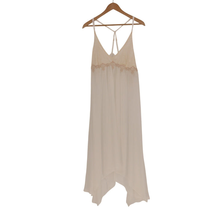 Linea Donatella Keepsake Lace-trim Chemise Nightgown Womens XL Beige Sleeveless