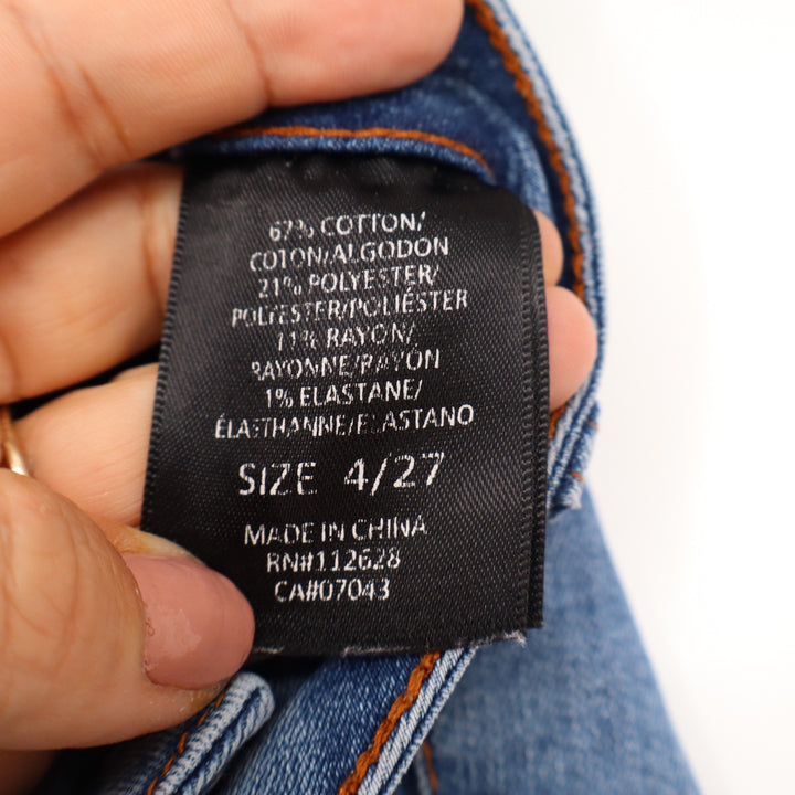 Tahari Chloe Fit Solution Skinny Jeans Medium Wash Blue Raw Hem Size 4/27