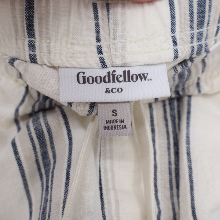 Goodfellow & Co Linen Shorts Mens S Striped Cream Blue Drawstring Excellent