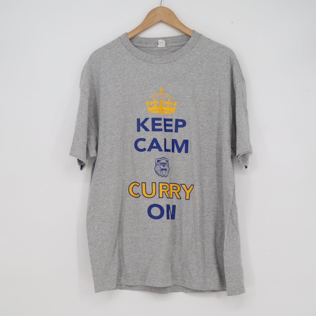 Alstyle Mens XL Keep Calm and Curry On Stephen Curry 30 Graphic T-Shirt Gray